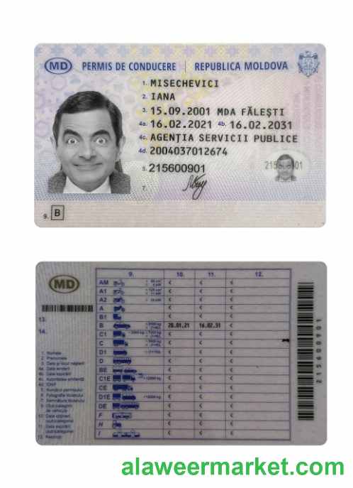 Moldova driving license 2021-present